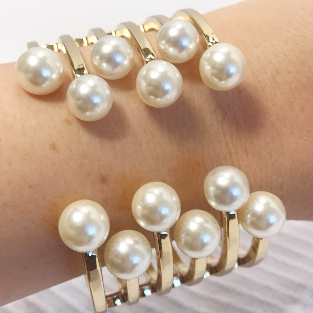 NWOT Pearl Embellished Layered Cuff Bracelet